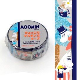 WORLD CRAFT MOMT15-005 Moomin Masking Tape, 0.6 inch (15 mm), Wood, Gray
