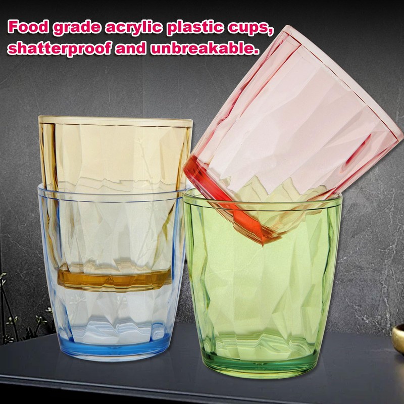 LOLYSIC 6Pcs Unbreakable Plastic Tumblers, 330ml / 12oz Reusable Plastic