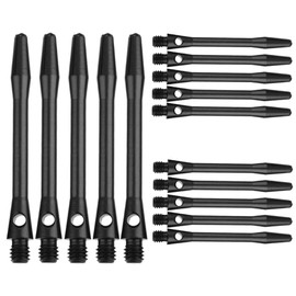 Colrid Pack of 15 Metal Dart Shafts, 45 mm Dart Shafts, Aluminium, Dart Shafts, Durable, with Standard 2BA Screw Thread, for Soft Darts and Steel Darts (Black 45 mm)