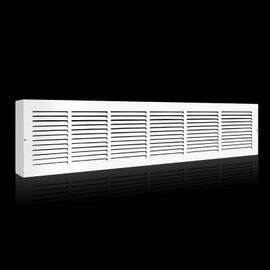 30x6 Baseboard Return Air Grille for 30"Wx6"H Duct Opening, 7/8" Depth