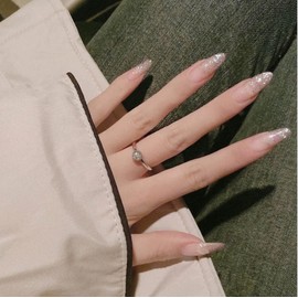 Glitter Ombre Long Round Press on Nails| Full Set of 24 Nails | Reusable Nails | Fake Nails | Nail Art | | Glitter Nails | Stickers Tabs