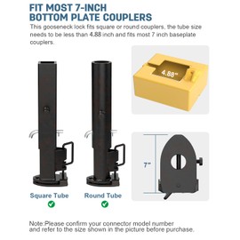 Gooseneck Trailer Lock, Gooseneck Lock for Trailers, Fits Round and Square Trailer Tubes, Gooseneck Lock Fits Most 7 Inch Baseboard Couplers - Fluorescent Yellow