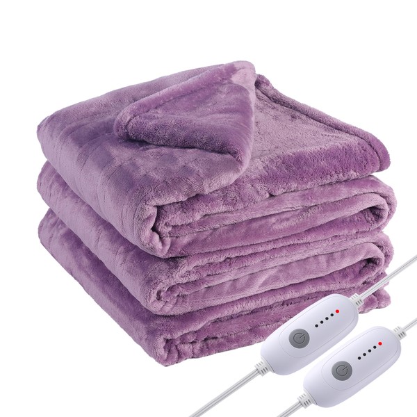 Eydna Electric Heated Blanket Queen Size 84"x90", Dual Controllers, Cozy