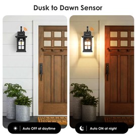 2-Pack Dusk to Dawn Outdoor Wall Light Fixtures, Aluminum Exterior Lighting Fixtures Wall Mount, Waterproof Porch Lights Outdoor Wall Sconces Lanterns, Black Outside Lights for House Front Door Garage