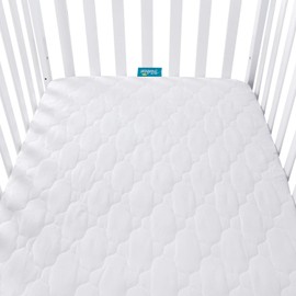 Biloban Crib Mattress Protector Waterproof & Noiseless Crib Mattress Pad Cover, Skin Friendly & Breathable & Washable Quilted Crib Mattress Protector Fitted Standard Size 52"x 28", White