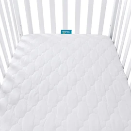 Biloban Crib Mattress Protector Waterproof & Noiseless Crib Mattress Pad Cover, Skin Friendly & Breathable & Washable Quilted Crib Mattress Protector Fitted Standard Size 52"x 28", White