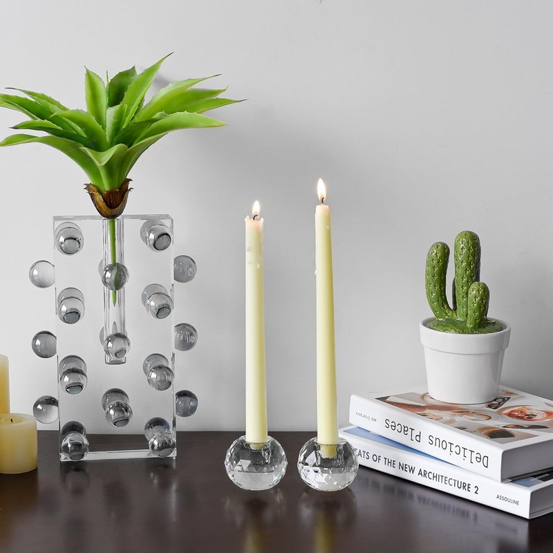 Marvala Candle Holders for Taper Holder Set of 2, Crystal