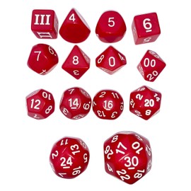 Red - 14 Unusual Dice Set Approved for Use with Dungeon Crawl Classics - DCC
