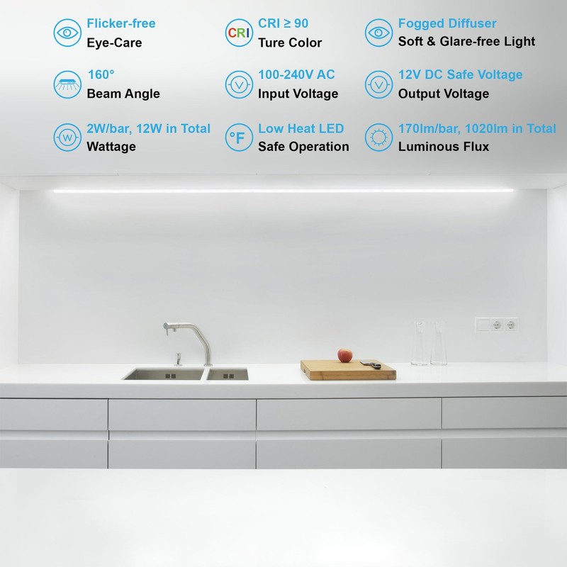 CULAVON Under Cabinet Lights, Plug in, Seamlessly Linkable 12 Inch,