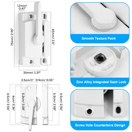 HIMOMO Window Sash Locks, 10 Pack Cam Action White Window Locks, Window Latches with Keeper Diecast Sliding Window Parts Replacement Sash Locks for Sliding Windows Double Hung Windows