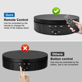 Motorized Rotating Display Stand, 3 Sizes 15 18 22cm Remote Control Electric Rotating Display Stand, USB Powered 360 Degree Turntable for Jewelry, Watch, Wine (Black)
