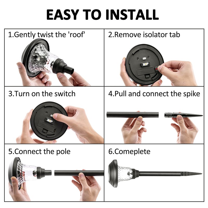 GIGALUMI 8 Pack Solar Pathway Lights, Solar Garden Lights Outdoor