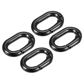 sourcing map Spring Oval Ring, 4Pcs 1.36 Inch Round Spring Snap Clip Trigger Spring Keyring Buckle for Bags Purses Keychain, Black