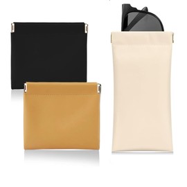 xipixiao Self Close Small Bags Eyeglasses Case Organization Women Men Purse Pocket Travel Makeup Electronics Accessories Toiletry Bag (3PCS(Black Beige Khaki))