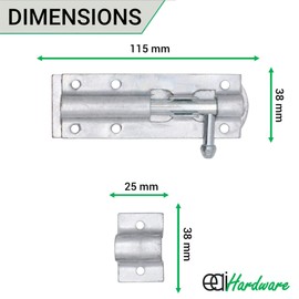 EAI Heavy Duty Tower Bolt | 4 Inch | Galvanised | Fixings Included | Pack of 2