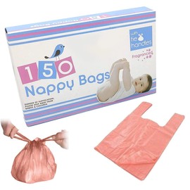 150 Pack Nappy Bags Fragranced Bags - Tie Handle Nappy Changing Disposable Bags | Scented Baby Nappy Bin Waste Sacks Bags | Adult Nappy Bags, Scented Dog Poo Bags