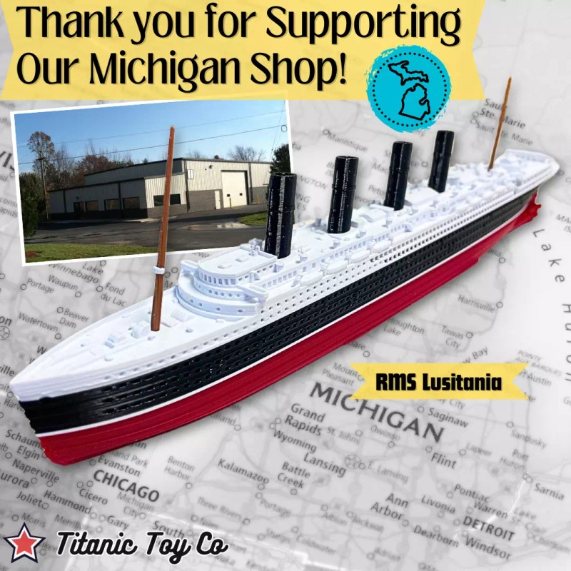 RMS Lusitania Model Ship 1 Ft Long By TitanicToyCo -