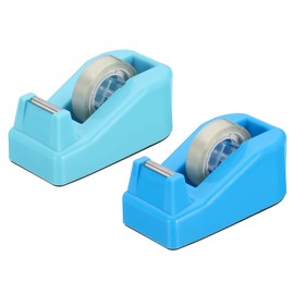 PATIKIL 2pcs Tape Dispenser Desk Small Tape Dispenser Cute Desktop Dispenser Holder for Tape Office Desktop, Blue Tone