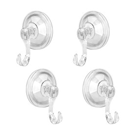 Suction Hooks, 4 Pack Powerful Push Clear Vacuum Suction Cup Hooks, Max 3KG Hold, Reusable Plastic Multi-Purpose Hooks for Bathroom, Kitchen, Shower, Window, Towel, Coats, Xmas Wreath
