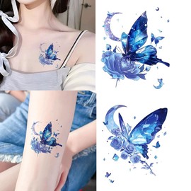 Tattoo Stickers Butterfly 2 Weeks 5pcs Waterproof Korean Tattoo Butterfly Blue