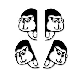 [Tamiya] Gorilla Hyokkori Cutting Stickers Weatherproof Waterproof Japanese Stickers Bike Car Stickers (Black, 4 Pieces)
