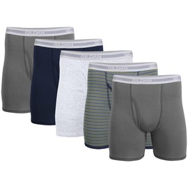 Gildan Men's Underwear Boxer Briefs, Multipack, Charcoal/Navy/Sport Grey/Military Stripe/Charcoal (5-Pack), 2X-Large