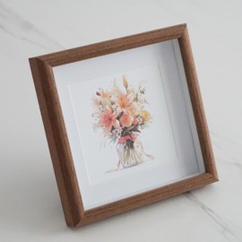 7X7 Wooden Picture Frame, 7X7 Square Picture Frame with 5x5 mat, For Wall and Desktop Display, with Glass