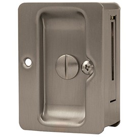 Tall Square Pocket Door Lock, Privacy (Bed/Bath) Latch, Satin Nickel by Stone Harbor Hardware