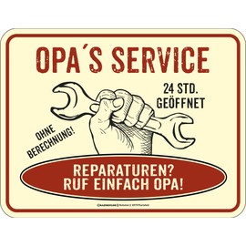 Opa's Service Tin Sign – Metal Sign – 22 x 17 cm