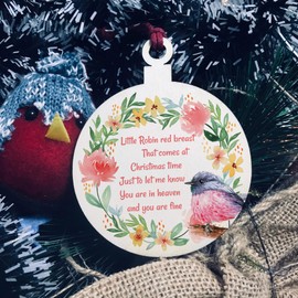 Robin Red Breast Memorial Bauble Hanging Tree Decoration Mum Dad Nan Memorial