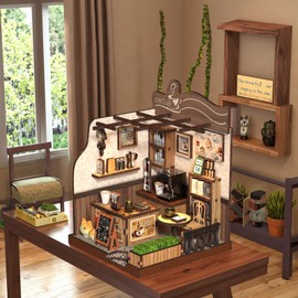 BATTREVO DIY LANDCAFÉ Mini House, Book Nook Kit for Adults, Wooden Puzzle, DIY Bookshelf, Decorative Gifts, Christmas Birthday Gifts