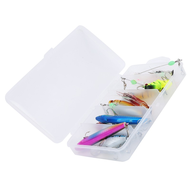 11pcs Fishing Lure Kit Mini Plastic Metal Soft Shrimp Hard