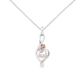 PYTALI Women's Mother MOM Infinity Note Pendant Necklace Rose Moissanite Pendant Necklace for Women Chain Jewelry Birthday Thanksgiving Christmas Gift