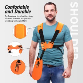 YOUSHARES Strimmer Harness Padded - Petrol Strimmer Strap with Double Shoulder Nylon Belt Adjustable for Brush Cutter or Gardenning Stihl Strimmer Harness Straps Heavy Duty
