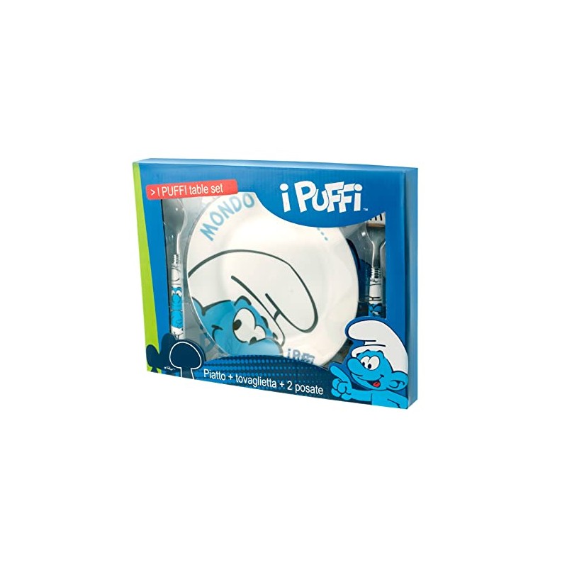 Home Smurfs Set of 4 Coloured Melamine Plate with 2