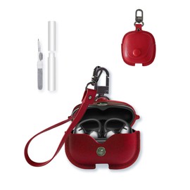 Case for SHOKZ OpenDots ONE Earbuds,Stylish Retro Soft Protective,BOVUGAC Premium PU Leather Case Cover with Cleaning Kit & Lanyard for SHOKZ OpenDots ONE Accessories-Red