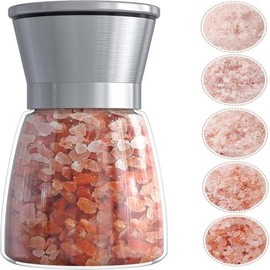 WEFOO Manual Salt or Pepper Grinder, Adjustable Coarseness for Fresh Spices, Stainless Steel Top, Refillable Glass Body with Ceramic Blades, Perfect for Himalayan Salt & Black Pepper