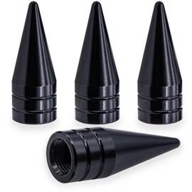 MEAJOO 4PCS Spiked Shape Tire Valve Stem Caps, Aluminum Alloy Spike Wheel Tire Valve Stem, Universal Dustproof Tire Valve Stem Covers for Cars, SUV, Trucks, Bikes, Motorcycles, Bicycles(Black)