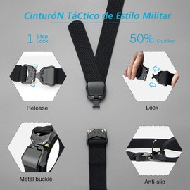 Cinturón Táctico De Estilo Militar, Cinturón De Nailon, Cinchas Tácticas Para Hombres, Correa De Cintura De Nylon De Alta Resistencia Cinturón De Servicio, Para Deportes, Golf, Al Aire Libre (Gris)