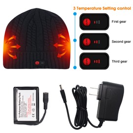 SVPRO Rechargeable Battery Heated Beanie Hat for Men Women,Electric Heating Skull Cap Washable Thick Knit Beanies Winter Hat Cap with 3 Heat Settings
