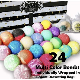 Purelis Bath Bombs Gift Set Of 24 Luxury Aromatherapy Bath Bombs Individually Wrapped