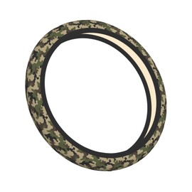 Army Green Camo Auto Car Steering Wheel Cover Universal 15 Inch Neoprene Interior Decor Protection Accessories