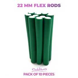 NIKO Pack of 10 Twist Flex Rods - Foam Flexible Rollers, Bendable Lightweight Curlers for Curls and Waves, Styling Tool for Hairdressing Salon/Barber - Random Colour (22 mm)