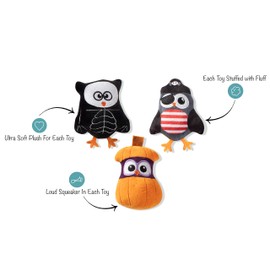 Fringe Studio Mini Dog Toy Set, Owl-O-Ween, Set of 3 (289404), Multi-Colored