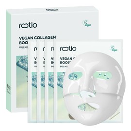 ROOTIO Vegan Collagen Deep Boosting Mask, Hydrating Overnight Face Mask, Pore Minimizing, Elasticity, Firming, Sleeping Hydrogel Mask for Glass Skin, Korean Skincare (1.41oz x 4ea)