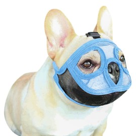 Short Snout Dog Muzzle Mesh Nylon Muzzle To Prevent Biting Barking Shih Tzu Muzzle Soft Breathable French Bulldog Pug Muzzle Training Pets Dog Mouth Cover Mask Adjustable for Large Medium Small Dog