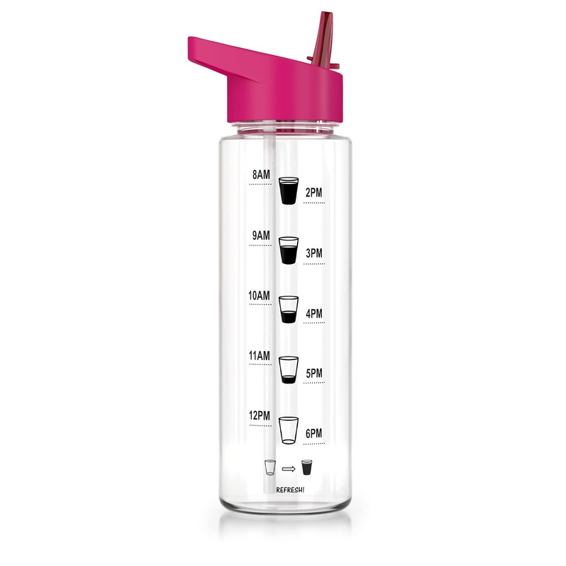 Be-Active Motivational Water Bottle with Straw – With Time Markings