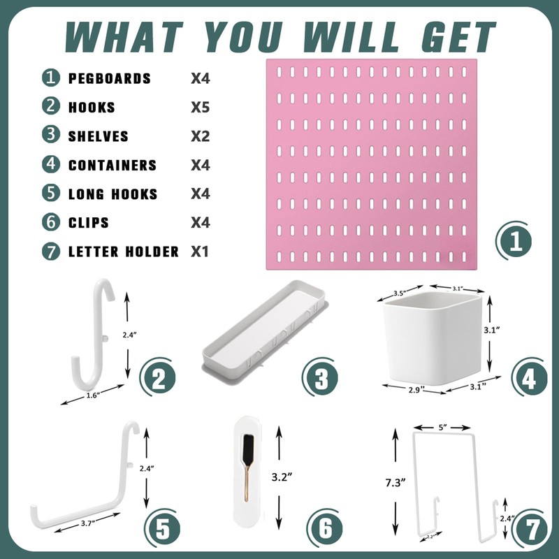 MULSAME Pegboard Combination Kit, 25.2" x 25.2" Wall Mounted Storage