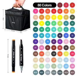 Kehuadiy 80 Colors Alcohol Marker Pens, Dual Tip Permanent Art Markers with Black Suitcase, Chisel & Fine Dual Tips Art Markers For Adults Coloring, Sketching, Card Making and DIY Patinting