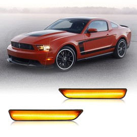 LDETXY LED Side Marker Lights for Ford Mustang 2010-2014, Amber Front Signal Light Bumper Light Sidemarker Lamps Reflectors Assembly for 2010 2011 2012 2013 2014 Ford Mustang Accessories - 2PCS